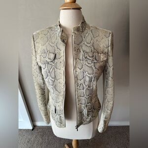 Elie Tahari Gwen Snake Suede Front Jacket Size Medium